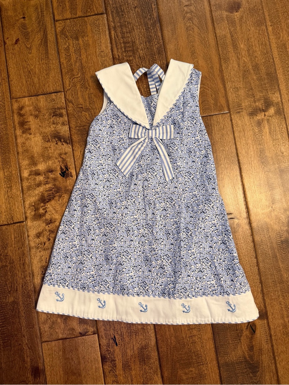Dondolo Blue Floral Sailor-Style Dress with Anchor Trim 4t